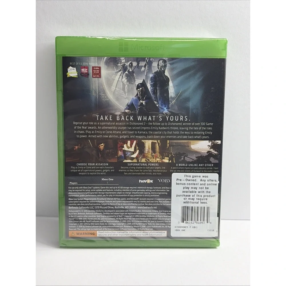 Game Bundle 3- Dishonored 2(sealed), The Evil Within & COD Blackops 3 (all CIB)